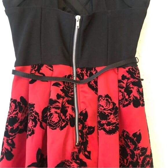 CRYSTAL DOLLS Womens Black Embellished Zippered Floral Cocktail Dress - Picture 8 of 11